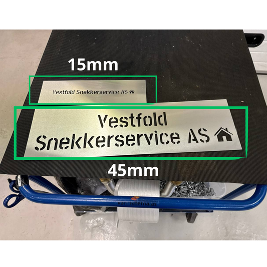 Sjablonger med egen tekst eller logo i aluminium